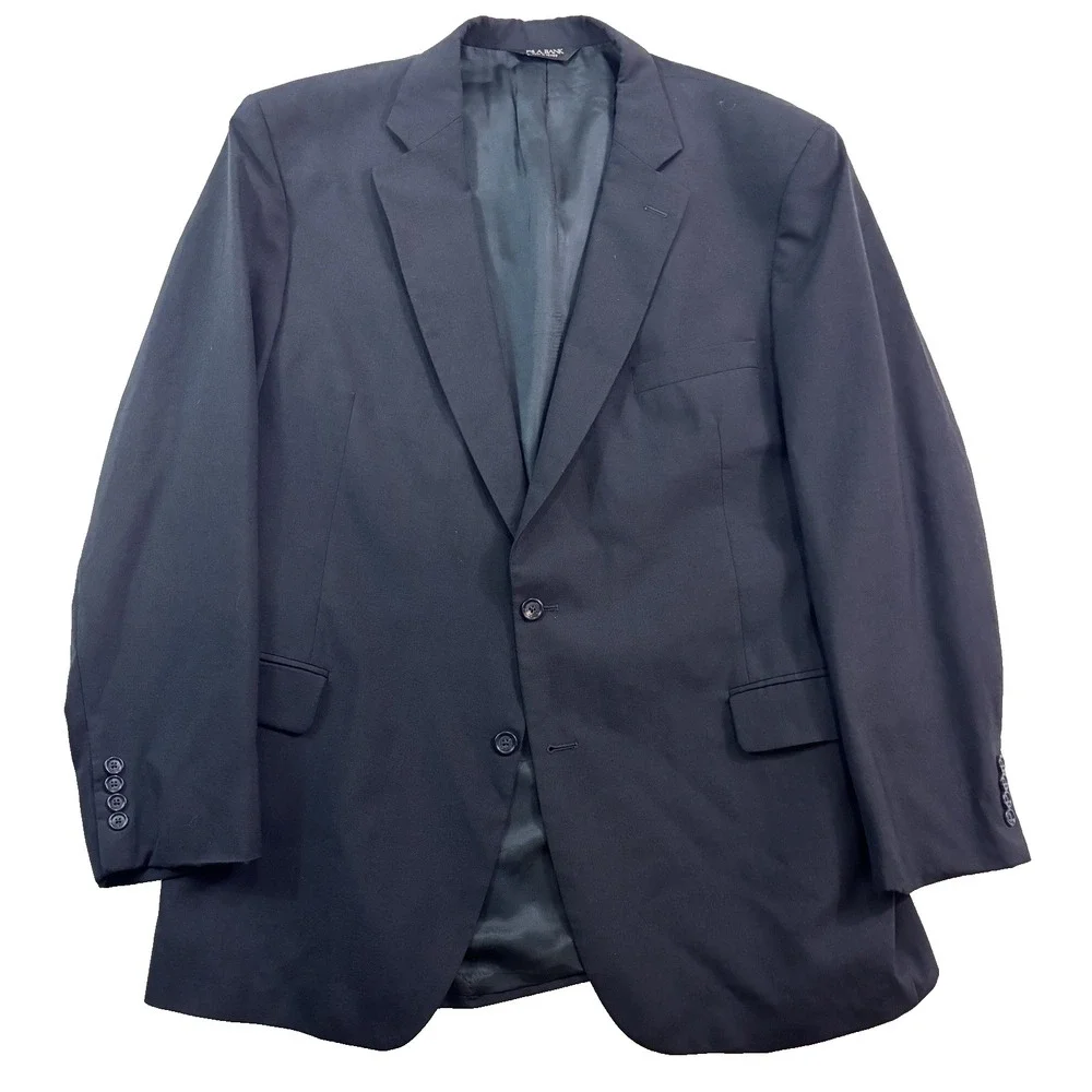 Jos A Bank 48L 40x30 2pc Pant Suit all season wool black slim fit two button‎